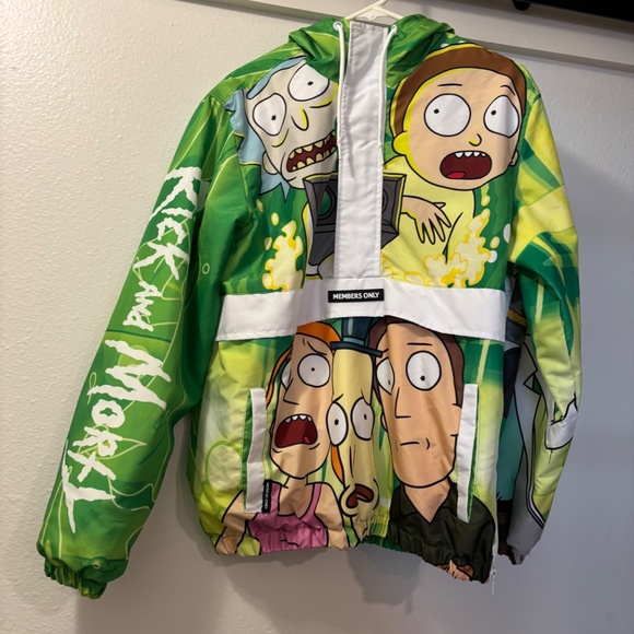 Rick and Morty Members Only Pullover Windbreaker Jacket Sz Medium hoodie - Picture 3 of 8